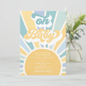 Invitation Sunshine Baby shower Boho Retro Yellow Sunshine (Debout devant)