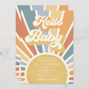 Invitation Sunshine Baby shower Muet Boho Retro Sunshine