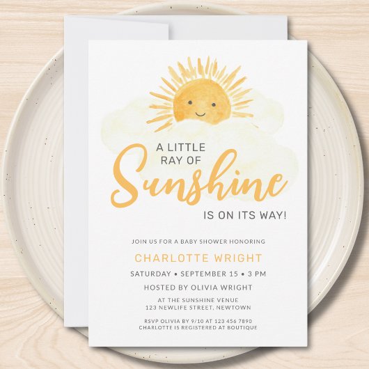 Invitation Sunshine Baby shower non sexiste