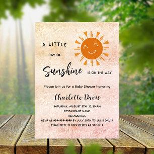 Invitation Sunshine Baby shower rose fille soleil luxe