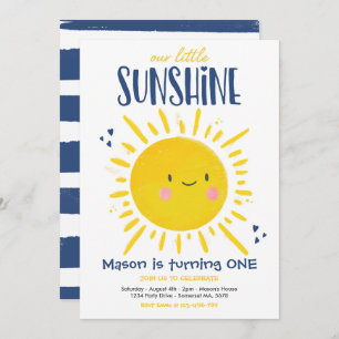 Invitation Sunshine Birthday Party Navy Notre petit soleil