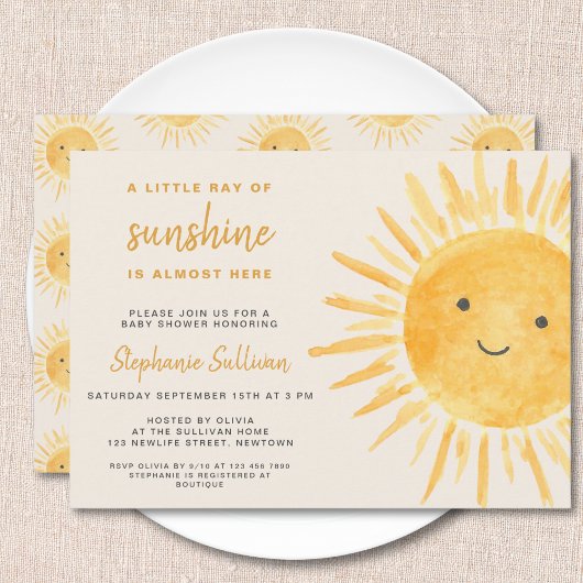 Invitation Sunshine Boho Baby shower solaire neutre pour les 