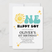 Invitation Sunshine, Boho One Happy Boy Premier anniversaire (Devant)