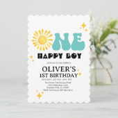 Invitation Sunshine, Boho One Happy Boy Premier anniversaire (Debout devant)