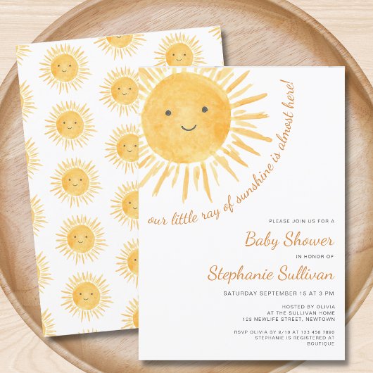 Invitation Sunshine Boho Sun Baby shower non sexiste