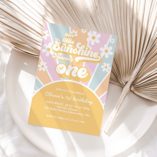 Invitation Sunshine daisy boho pastel floral premier annivers