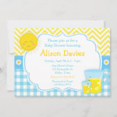 Invitation Sunshine et Lemonade Baby shower bleu et jaune (Devant)