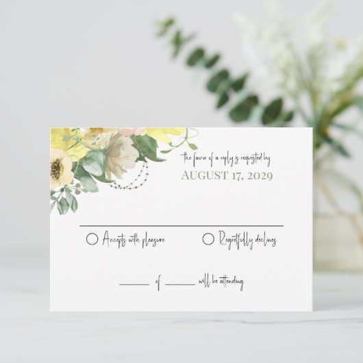 Invitation Sunshine et Mariage Rose Réponse (Debout devant)
