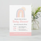 Invitation Sunshine et Rainbows Girl Baby shower (Debout devant)