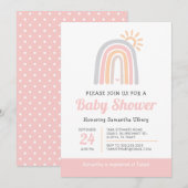Invitation Sunshine et Rainbows Girl Baby shower (Devant / Derrière)