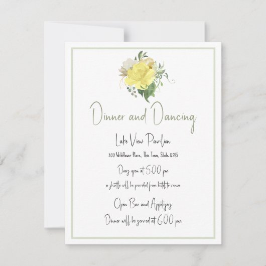 Invitation Sunshine et Rose Yellow Mariage Détails (Devant)