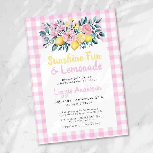 Invitation Sunshine Fun et Lemonade Floral Baby shower