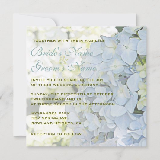 Invitation ©Sunshine Garden Hydrangeas Mariage (Dos)