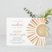 Invitation Sunshine Genre Neutre Boho Baby shower Soleil (Debout devant)