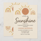 Invitation Sunshine Genre Neutre Boho Baby shower Soleil (Devant / Derrière)