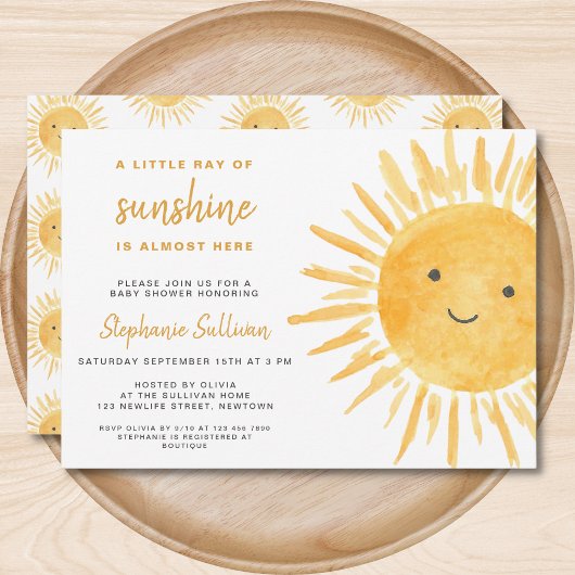 Invitation Sunshine Genre Neutre Boho Baby shower Soleil