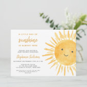 Invitation Sunshine Genre Neutre Boho Baby shower Soleil (Debout devant)
