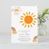 Invitation Sunshine Genre Neutre Boho Sun Baby shower Invit (Debout devant)