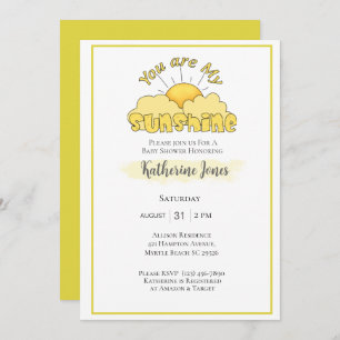 Invitation Sunshine Genre Neutre Cute Baby shower Soleil