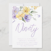 Invitation Sunshine & Lavender Floral 90e fête d'anniversaire (Devant)