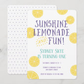 Invitation Sunshine Lemonade et Fun anniversaire de enfant pa (Devant / Derrière)