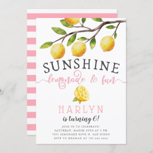 Invitation Sunshine Lemonade et Fun Girl's Birthday Party