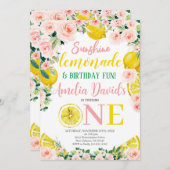 Invitation Sunshine Lemonade et Fun Premier anniversaire (Devant / Derrière)