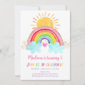 Invitation Sunshine moderne Rainbow Pink Gold Anniversaire (Devant)