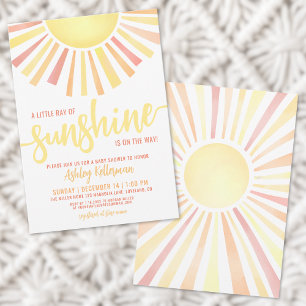 Invitation Sunshine Muted Genre Neutre Baby shower Soleil