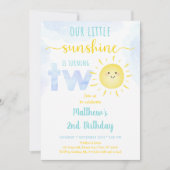 Invitation Sunshine Nuds Boy Blue Deuxième anniversaire (Devant)