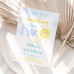 Invitation Sunshine Nuds Boy Blue Deuxième anniversaire
