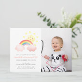 Invitation Sunshine & Rainbow Girl 1er Photo Anniversaire (Debout devant)