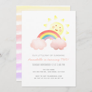 Invitation Sunshine & Rainbow Girl Birthday Party