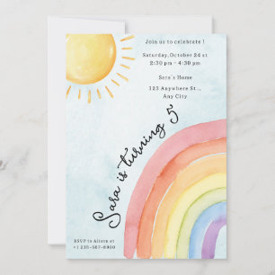 Invitation Sunshine & Rainbow Girl Birthday Party