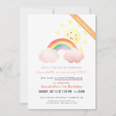Invitation Sunshine & Rainbow Girl Virtual Birthday Party (Devant)