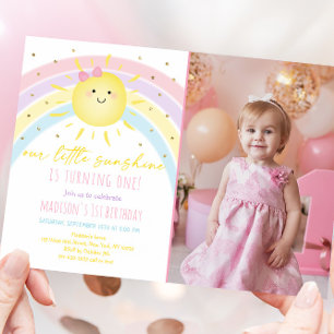 Invitation Sunshine Rainbow Pastel Anniversaire