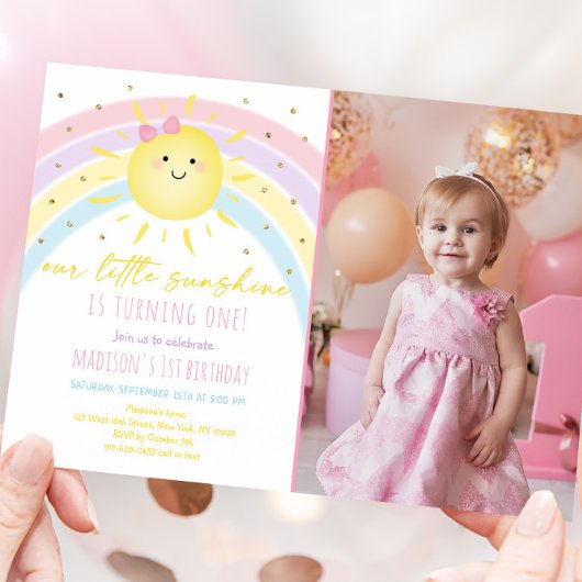 Invitation Sunshine Rainbow Pastel Anniversaire