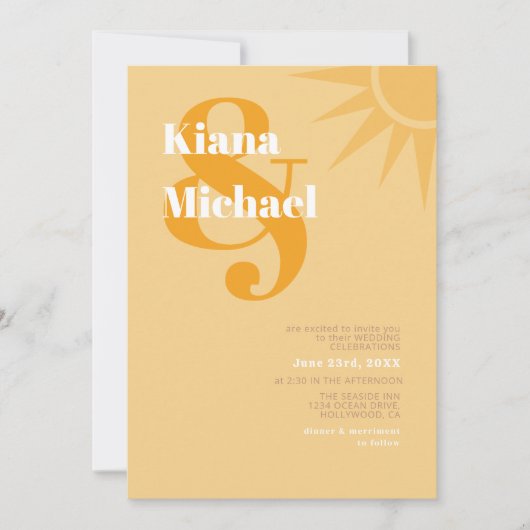 Invitation Sunshine Typographie Mariage Beurre jaune ID1048 (Devant)