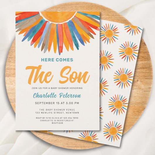 Invitation Sunshine Voici le Baby shower de garçon Son