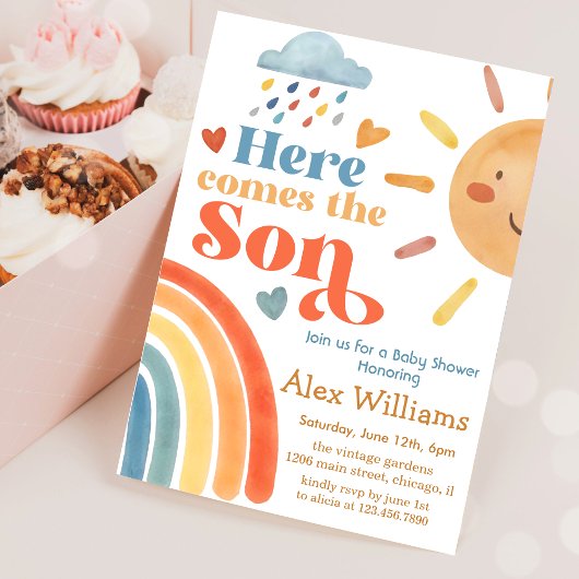 Invitation Sunshine Voici le fils Baby shower garçon