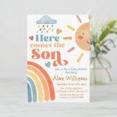 Invitation Sunshine Voici le fils Baby shower garçon (Debout devant)