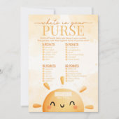 Invitation Sunshine What's in Your Purse Baby shower Game (Devant)
