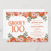 Invitation Super 100 Hippie classique Flora Leaf Anniversaire (Devant / Derrière)