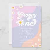 Invitation Super 1 fête d'anniversaire Boho Floral Daisy (Devant)
