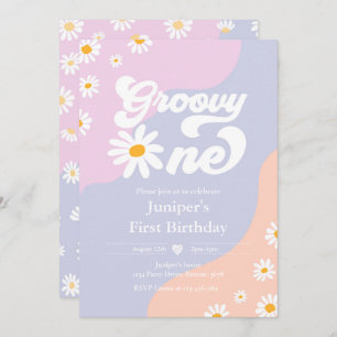 Invitation Super 1 fête d'anniversaire Boho Floral Daisy 