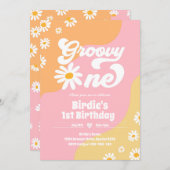 Invitation Super 1 fête d'anniversaire Boho Floral Daisy (Devant / Derrière)