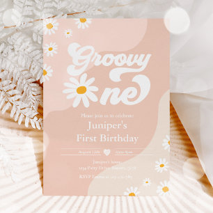 Invitation Super 1 fête d'anniversaire Boho Floral Daisy