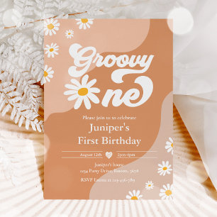 Invitation Super 1 fête d'anniversaire Boho Floral Daisy