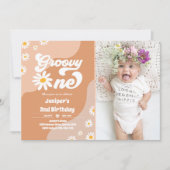 Invitation Super 1 fête d'anniversaire Boho Floral Daisy (Devant)