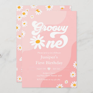 Invitation Super 1 fête d'anniversaire Boho Floral Daisy